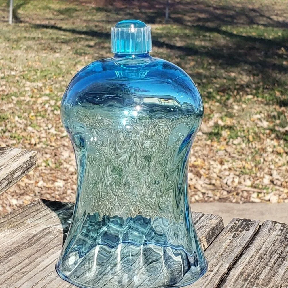Vintage Homco Glass Votive Sconce Cup Candle Holder Peg Tall‎ Blue Swirl